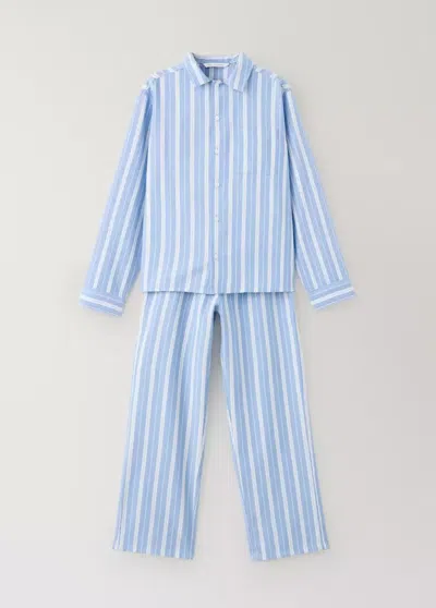 Mango Kids' Pyjama Complet À Rayures In Blue