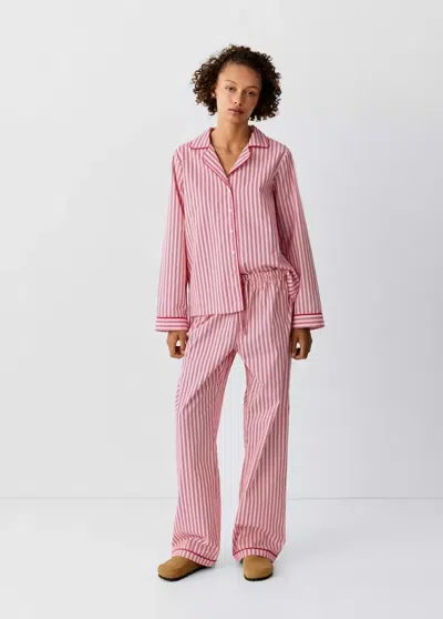 Mango Pyjama Complet À Rayures In Rose