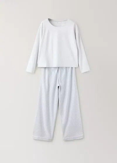 Mango Pyjama Complet Coton Carreaux In Gris Chiné Clair
