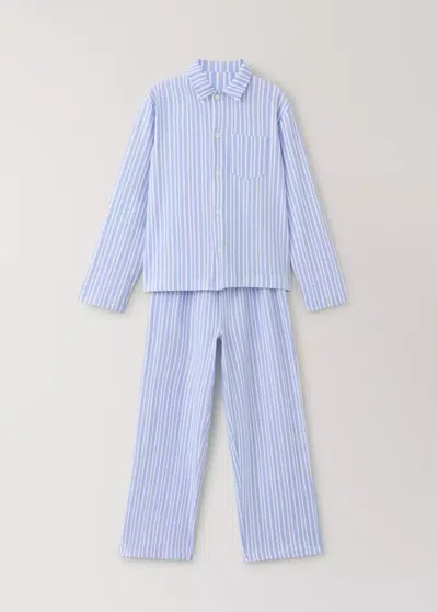 Mango Kids' Pyjama Complet En Coton À Rayures In Blue