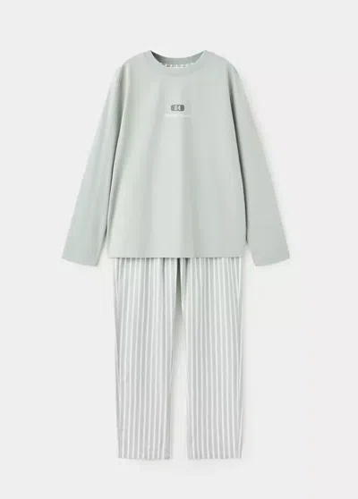 Mango Kids' Pyjama Complet En Coton Imprimé In Vert