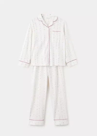 Mango Kids' Pyjama Complet Imprimé À Fleurs In Blanc Cassé