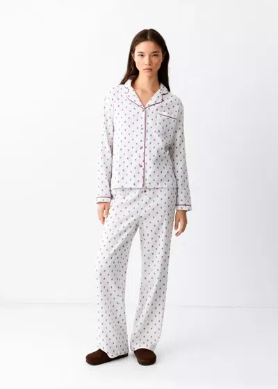 Mango Pyjama Complet Imprimé À Fleurs In White
