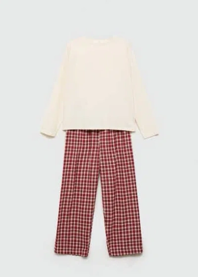 Mango Two-piece Cotton Pyjamas Maroon In Grenat