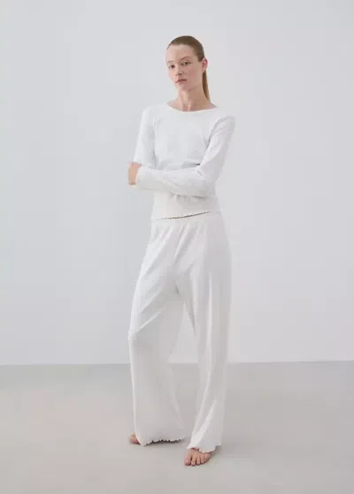 Mango Pyjama Deux Pièces Coton Maille Lâche In White