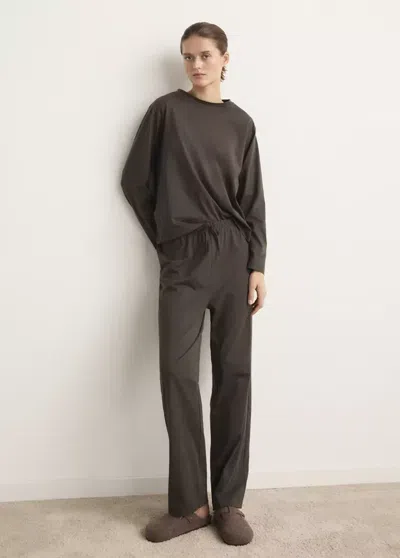 Mango Pyjama Deux Pièces Coton Uni In Brown