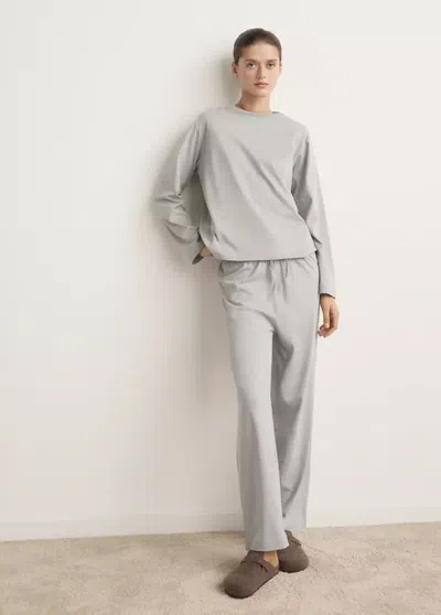Mango Pyjama Deux Pièces Coton Uni In Gris