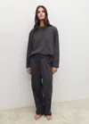 Mango Two-piece Plain Cotton Pajamas In Gray
