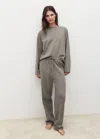 Mango Two-piece Plain Cotton Pajamas In Brown
