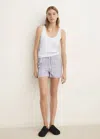 Mango Two-piece Striped Seersucker Pajama Shorts In Gray