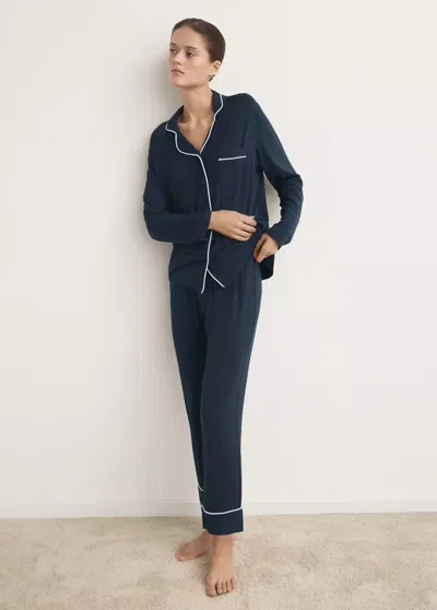 Mango Pyjama Deux Pièces Liseré In Blue