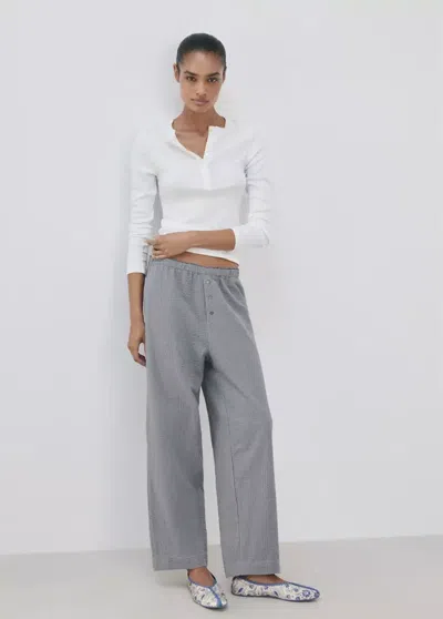 Mango Pyjama Deux Pièces Rayures Seersucker In Blue