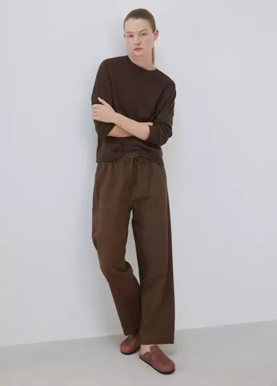Mango Pyjama Deux Pièces Rayures Seersucker In Brown