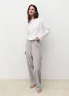 Mango Seersucker Striped Two-piece Pajamas In Gray