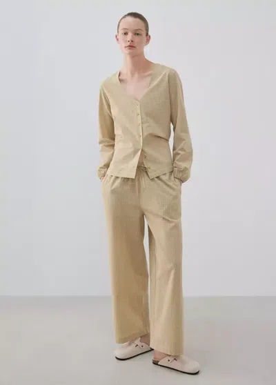Mango Pyjama Deux Pièces Vichy In Brown