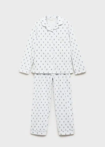 Mango Kids' Pyjamas Sky Blue In White