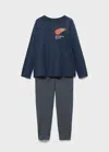 Mango Striped Long Pyjamas Navy In Blue