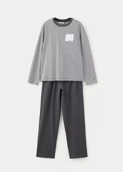 Mango Kids' Pyjama Long À Rayures Imprimées In Multi