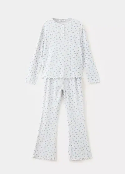 Mango Kids' Pyjama Long Imprimé Fleuri In Gris Chiné Clair