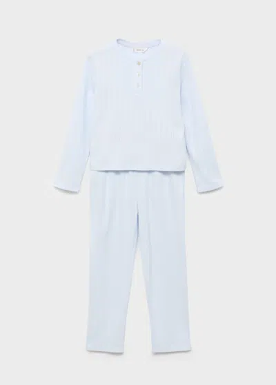 Mango Kids' Long Ribbed Pyjama In Blue