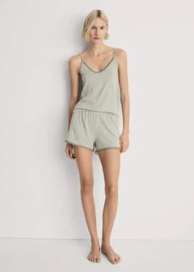 Mango Pyjama Shorts Aqua Green