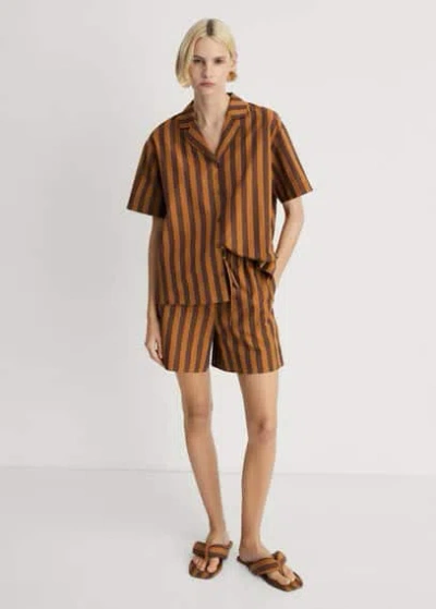 Mango Pyjama Shorts Brown