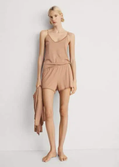 Mango Pyjama Shorts Medium Brown