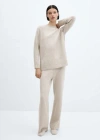 Mango Pijama Trouser Beige In Beige