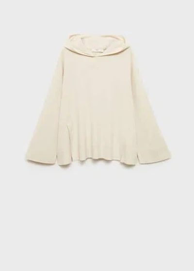 Mango Rib-knit Hoodie Sweatshirt In Light/pastel Grey