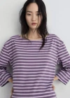 Mango Stripe Cotton T-shirt In Lilac