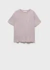 Mango Short-sleeved Cotton T-shirt Blue In Lilac