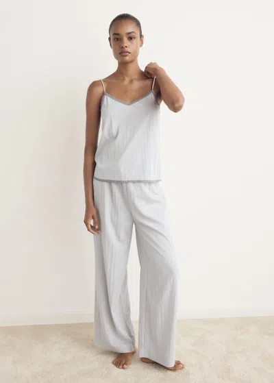Mango Pantalon Pyjama Gris Clair/pastel - Femme - M -  In White