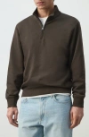 Mango Quarter Zip Pullover In Brown