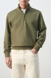 Mango Quarter Zip Pullover In Green