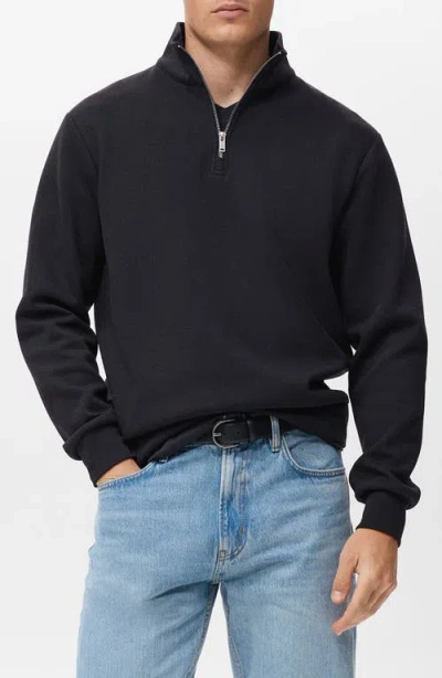 Mango Quarter Zip Sweatshirt In Black
