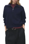 Mango Quarter Zip Sweatshirt In Blue