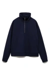 Mango Quarter Zip Sweatshirt In Dark Navy