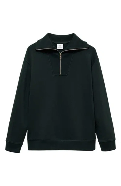 Mango Quarter Zip Sweatshirt In Green