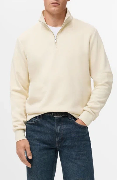 Mango Quarter Zip Sweatshirt In White