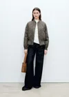 Mango Quilted Bomber Jacket Grey