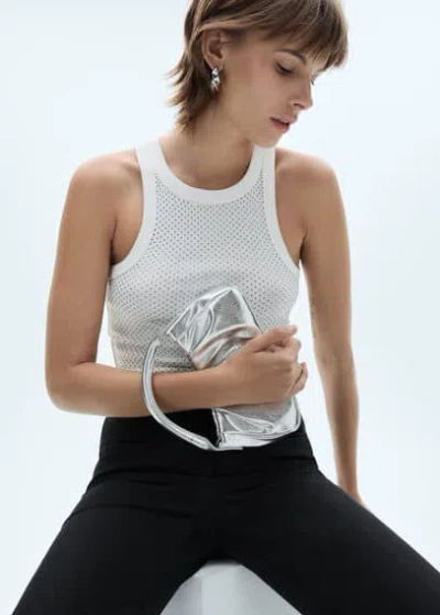 Mango Quilted Chain Bag Silver In Silver