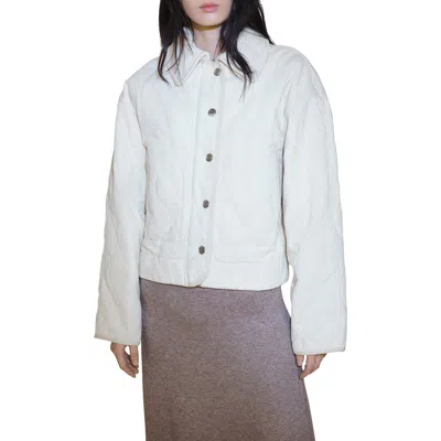 Mango Quilted Corduroy Jacket In Off White