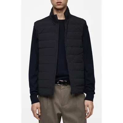 Mango Quilted Down Vest In Dark Navy