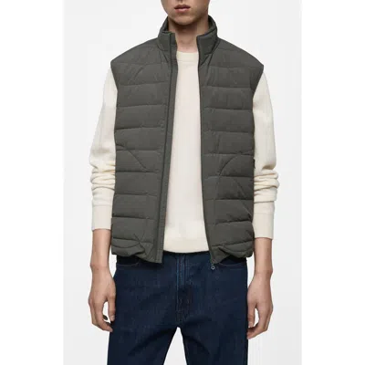 Mango Quilted Down Vest In Grey