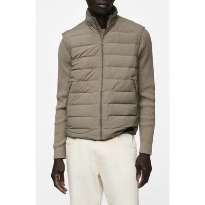 Mango Quilted Down Vest In Medium Brown
