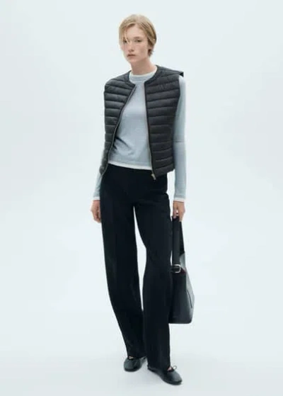 Mango Quilted Gilet Black