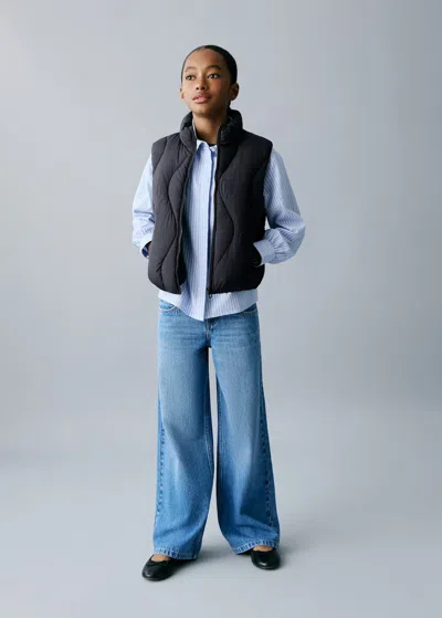 Mango Kids' Quilted Gilet Dark Navy In Blue