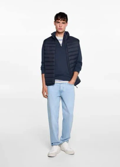 Mango Quilted Gilet Dark Navy In Bleu Marine Foncé