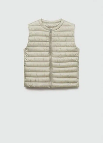 Mango Quilted Gilet Light Heather Grey In Light Heather Gray