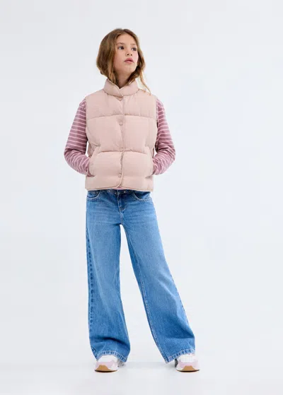 Mango Kids' Quilted Gilet Pink In Neutral